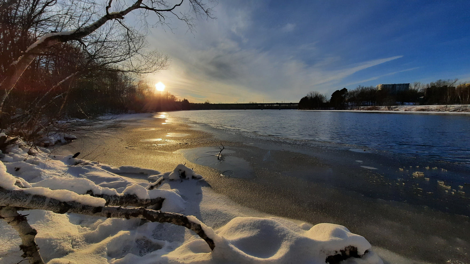 Coucher De Soleil Sur La Rivière Magog 21 Décembre 2021 15H17 (Vue 1)