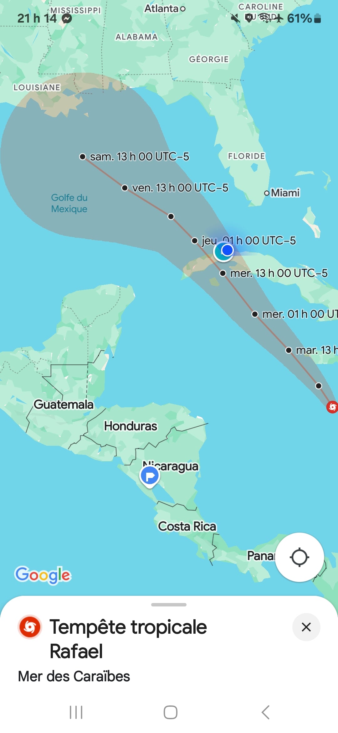 Approche de l'ouragan Rafael à Cuba en 2024