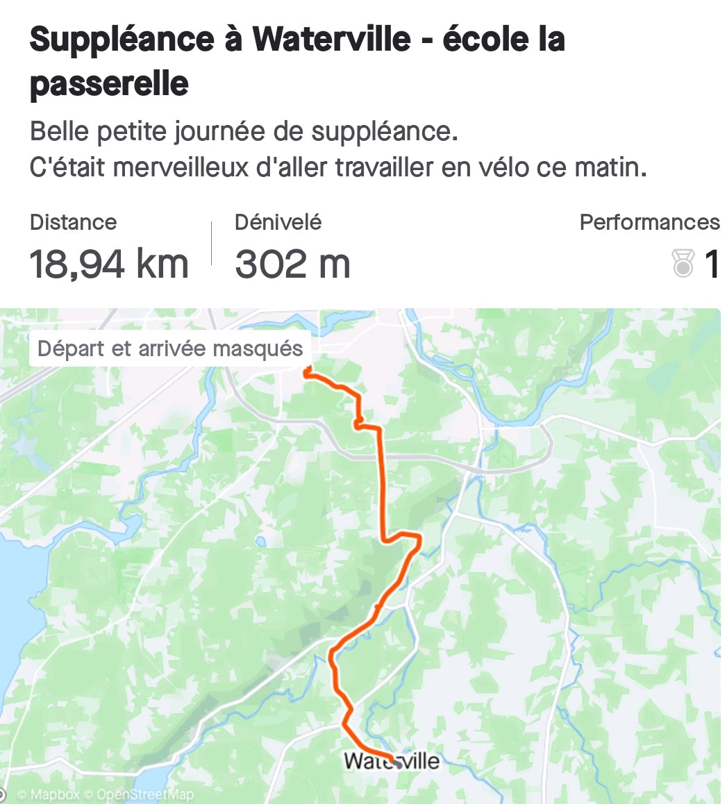 Jour 36 - Suppléance À Waterville En Vélo