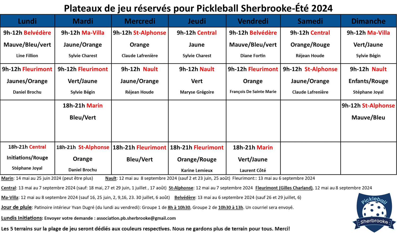 Association Pickleball Sherbrooke (Été 2024)